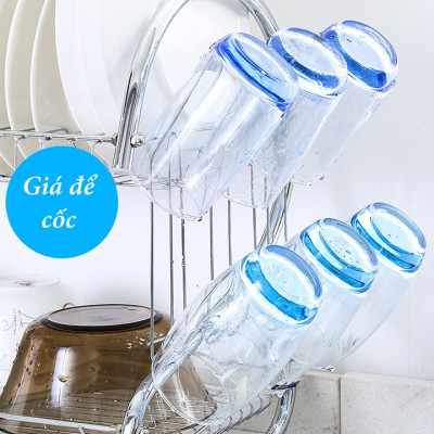 Kệ Úp Chén Inox Đa Năng 2 Tầng Hình Chữ S 