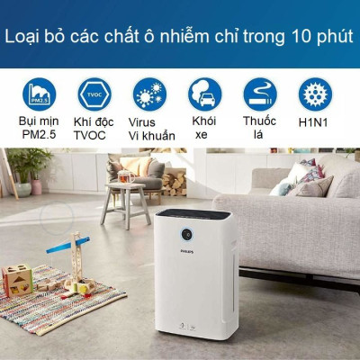 Máy lọc không khí 2 trong 1 Philips Series 3000 AC2726/00 kèm chức năng tạo độ ẩm- hàng nhập khẩu 