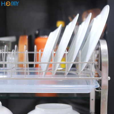 Kệ chén Inox 3 tầng Hobby home decor KC3T cao cấp kèm khay nhựa hứng nước - lắp ráp tiện dụng - không rỉ sét