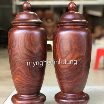 CẶP BÌNH CHÓE PHONG THỦY HÚT  TÀI LỘC BẰNG GỖ TRẮC KT CAO 38×14CM 