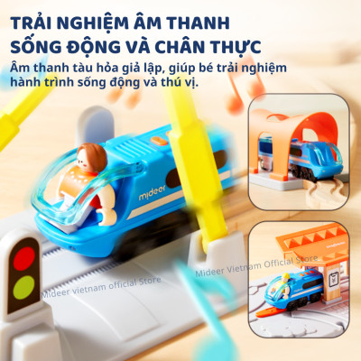 Mô hình lắp ráp đường ray tàu hỏa kèm âm thanh Mideer Mideer Train Track Building Blocks