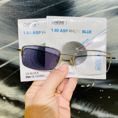 Tròng kính cận/viễn/loạn mỏng CHEMI 1.60 đổi màu chống ánh sáng xanh thời trang OURESS
