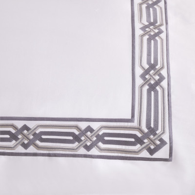 Bộ chăn ra Casa Bello Home - Set Serenity Grey Cotton lụa satin thêu họa tiết thêu 5 món