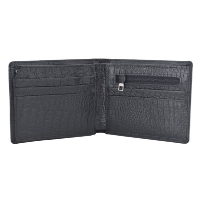 Bộ Ví Và Thắt Lưng Nam Da Bò Vân Cá Sấu Huy Hoàng HT2111-HT4114 - Đen