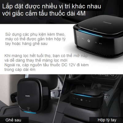 Máy khử mùi, lọc không khí trong ô tô Thương hiệu Hà Lan cao cấp Philips GP7101, Công suất 3,5W - Bảo Hành 12 Tháng (Hàng Nhập Khẩu)