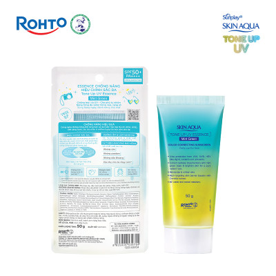 Kem chống nắng nâng tông Skin Aqua Tone up Mint Green cho da trắng có khuyết điểm đỏ, dạng tinh chất Sunplay Skin Aqua Tone Up UV Essence Mint Green SPF 50+ PA++++ 50g