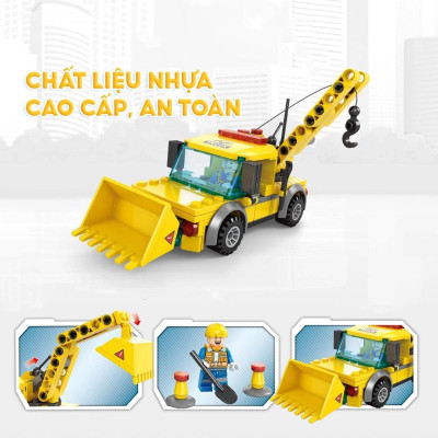 Đồ Chơi Lắp Ráp Xe Công Trình Xây Dựng 2 Trong 1 - Construction Workers - Toys&Joys 8726 (137 Mảnh Ghép)