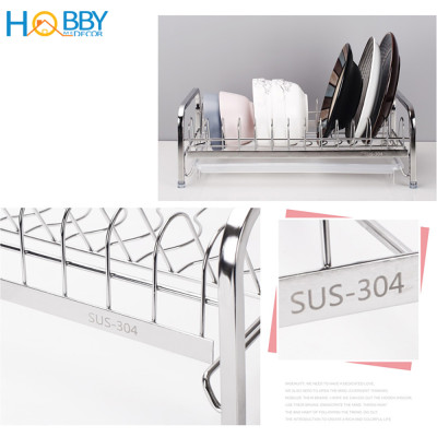Kệ úp đĩa lớn nhỏ Inox 304 Hobby home decor KUD14 có khay hứng nước