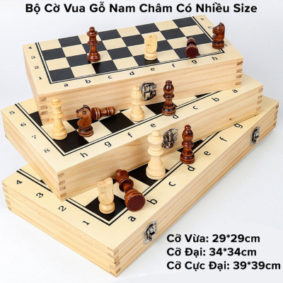 Cờ vua D Danido, bộ cờ vua nam châm bằng gỗ thông tự nhiên - Hàng chính hãng