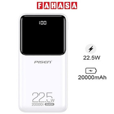 Sạc Dự Phòng Pisen Quick Semi - Mirror 22.5W 20000mAh - Màu Trắng