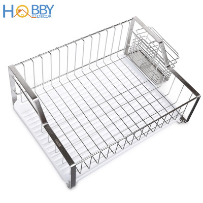 Kệ chén đa năng 1 tầng kèm ống đũa Inox 304 Hobby Home Decor KC2