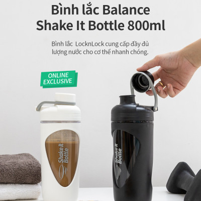 Bình lắc Lock&Lock 800ml Balance Shake It Bottle màu đen HAP949BLK - Hàng chính hãng có quai xách và thanh đo dung tích - JoyMall