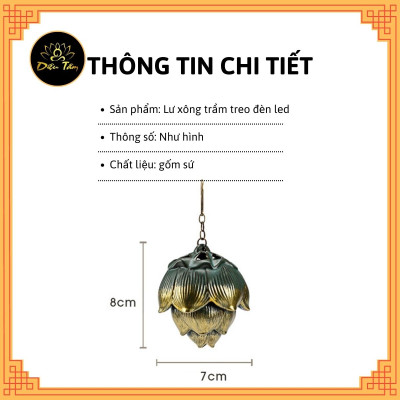 Lư đốt trầm hương,lư gốm treo xông trầm hương khói ngược lư hoa sen treo kệ đèn led, trang trí tiểu cảnh,thác khói,decor