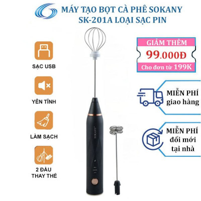 Máy đánh trứng, tạo bọt sữa cafe SOKANY thiết kế cầm tay cỡ nhỏ tiện dụng cho gia đình - SK201A - HÀNG CHÍNH HÃNG - DELIYA