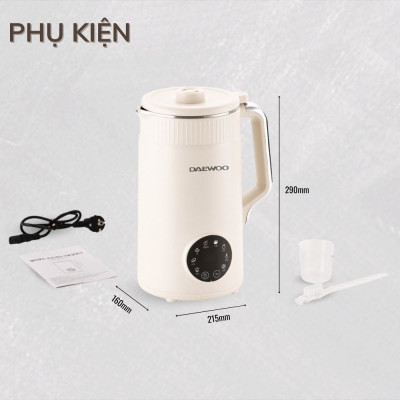 Máy Làm Sữa Hạt Daewoo 1.2L DWSM-1512, tặng Cẩm Nang 50 Công Thức - Máy Xay Nấu Đa Năng - Hàng chính hãng