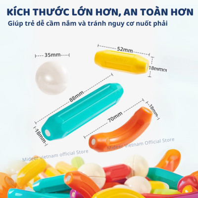 Xếp hình nam châm, lắp ghép cho bé Mideer Rainbow Magnetic Building Stick