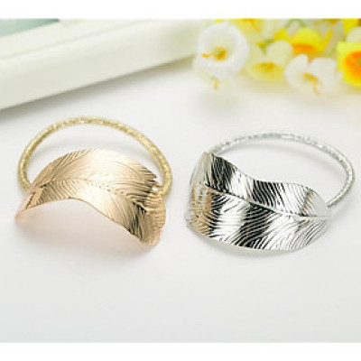 Set 2 dây buộc tóc hình lá cây DB02 mầu vàng và bạc
