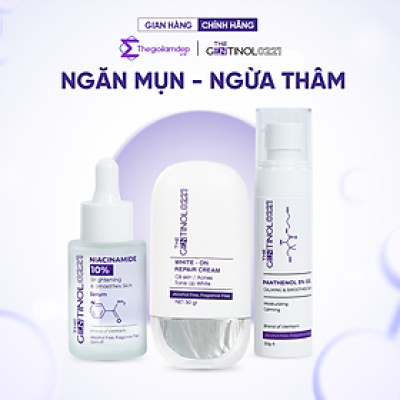 Combo kem dưỡng sáng mờ thâm cho da dầu mụn The Gentinol 0221