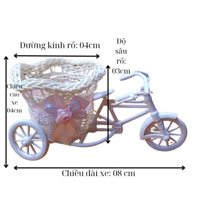 Xe Đạp Ba Bánh Đựng Hoa Trang Trí Bàn Kích thước dài 08cm cao 04cm