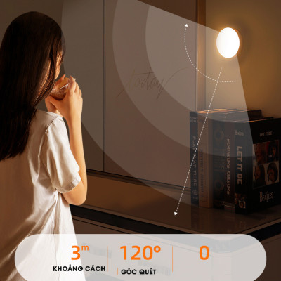 Đèn LED cảm ứng, cảm biến thông minh không dây, Pin sạc, nhận diện người có nam châm gắn tường xoay 360 độ làm đèn học, cho phòng ngủ, nhà vệ sinh, cho tủ quần áo, cầu thang, ban công, hành lang - MH2011