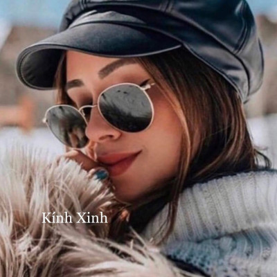 Kính râm Mắt Tròn Nhỏ Round Metal Tròng Thủy Tinh Chống Nắng UV