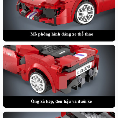 Bộ Đồ Chơi Lắp Ghép Xe Đua Thể Thao Ferrari 488 Race Car Với 306 Chi Tiết, Bộ Đồ Chơi Mô Hình Xe Đua Thể Thao Điều Khiển Từ Xa RC, Bộ Đồ Chơi Xếp Hình Xe Đua Thể Thao Ferrari 488 Cao Cấp Với 306 Chi Tiết - Chính Hãng BABYBOSS.
