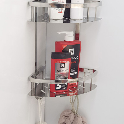 Kệ góc đôi phòng tắm Inox SUS 304Eurolife EL-KG2 (Trắng bạc)