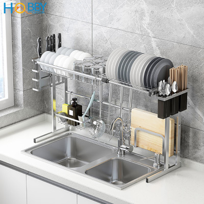 Kệ chén đa năng gác trên bồn rửa chén 6 ngăn inox 304 Hobby Home Decor KC6N co giãn bề ngang không rỉ sét