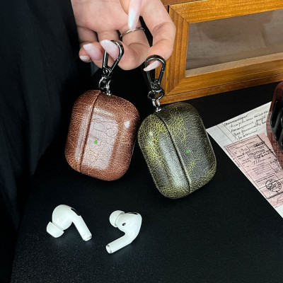 Bao Case da PU dầu cho Airpods Pro 2 / Airpods 4 - Hàng Chính Hãng