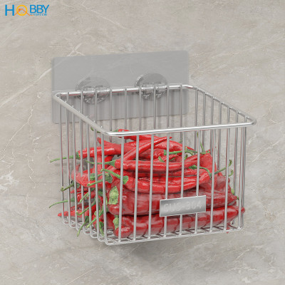 Kệ rổ đựng hành tỏi ớt đa năng inox 304 dán tường Hobby home decor TB4