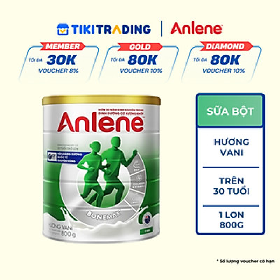 Bao bì mới - Sữa Bột Anlene Hương Vanilla (Hộp Thiếc 800g)
