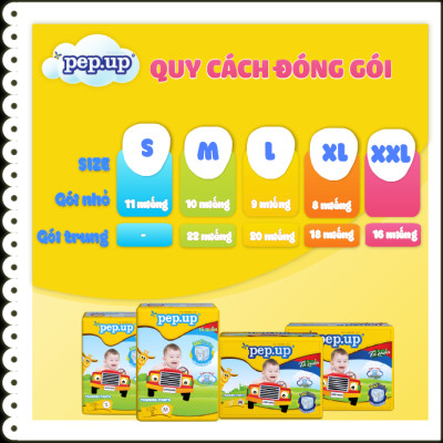 Combo 4 Gói Tã/Bỉm Quần Em Bé Pep.up Extra Dry Siêu Mềm Mại, Siêu Khô Thoáng, Kháng Khuẩn Size S (11 Miếng/Gói)