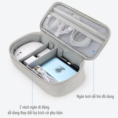 Túi công nghệ SmileBox đựng bộ sạc máy tính các loại, pin sạc dự phòng đa năng có quai xách ngang - Hàng chính hãng