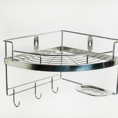 Kệ góc phòng tắm treo tường inox cao cấp sus304 không gỉ sét 1 tầng (có kệ xà phòng)(có nhiều kích thước)