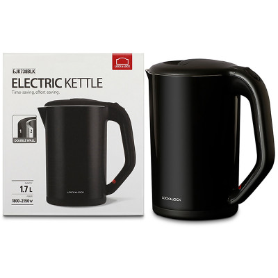 Ấm Đun Siêu Tốc Lock&Lock 2 Lớp Ruột Bình Bằng Thép Không Gỉ EJK738 (1.7L) - Hàng Chính Hãng, Tặng Kèm Cọ Rửa Và Ống Hút