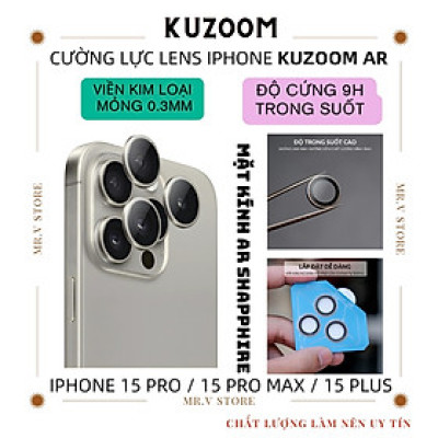 Bộ vòng kính cường lực viền kim loại bảo vệ camera cho iPhone 15 Pro / 15 Pro Max / 15 Plus / iP 15 hiệu HOTCASE Kuzoom AR-LENS độ cứng 9H, chống trầy xước, giữ nguyên chất lượng ảnh chụp - Hàng nhập khẩu