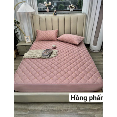 Bộ Ga Gối Phi Lụa Cap Cấp Nhập Khẩu.Ga Gối Phi Lụa Trần Bông Bo Chun Mát Lạnh 1 Ga 2 Gối 1m6 1m8 2m - Hàng Chính Hãng MINIIN