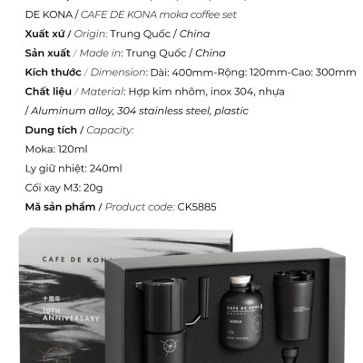Bộ sản phẩm pha cà phê moka CAFE DE KONA