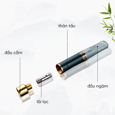 Tẩu Lọc Thuốc Đá Ngọc Bích Cầm Tay Cao Cấp ZB-223 - Quà tặng cho sức khỏe nam giới