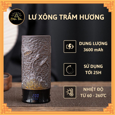 Lư điện lư xông trầm điện gốm lư đốt trầm hương trầm nụ làm quà tặng, đồ thờ cúng phong thủy shop Diệu Tâm- lư tích điện nâu