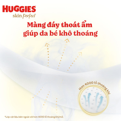 Combo 3 gói Tã/bỉm dán sơ sinh Huggies Skin Perfect S 54+4 miếng với 2 vùng thấm giảm kích ứng da