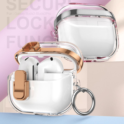 Bao Case Ốp Viền Mạ Có Khóa Chống Thất Lạc Rơi Tai Nghe cho Samsung Galaxy Buds 3 / Buds 3 Pro - Hàng Chính Hãng