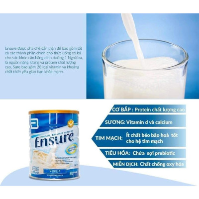 Sữa Ensure Úc cho người già, gầy yếu, suy dinh dưỡng, người sau phẫu thuật, giúp hồi phục sức khỏe 850gr/lon