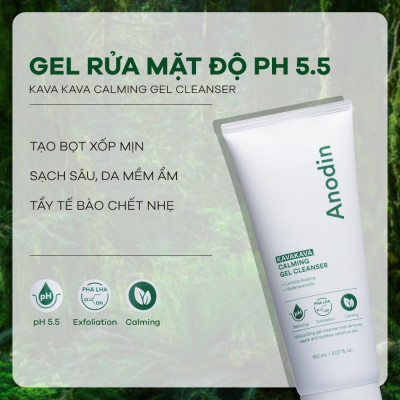 Gel rửa mặt sạch sâu dành cho da dầu mụn, nhạy cảm Ph 5.5 Anodin KavaKava Calming 150ml
