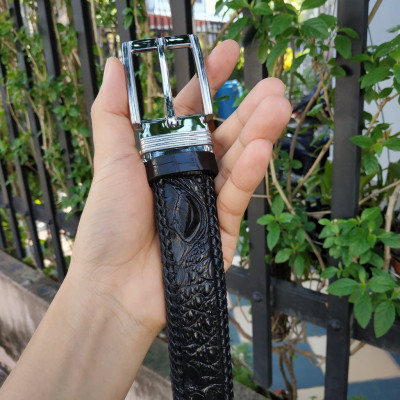 Thắt Lưng Cá Sấu Liền [Mặt Khóa Đầu Kim Cổ Điển] Đan Viền Thủ Công Rất Đẹp!