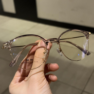 Kính Mắt tròn nửa viền Hàn Quốc gọng kim loại