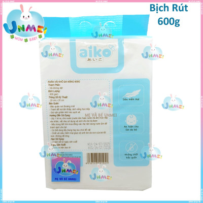 (Bịch Khăn Rút) Khăn Vải Khô Đa Năng Aiko 600g Siêu Mềm Mại, Không Chất Bảo Quản, An Toàn Cho Bé Dạng Rút KT:(19x20cm)