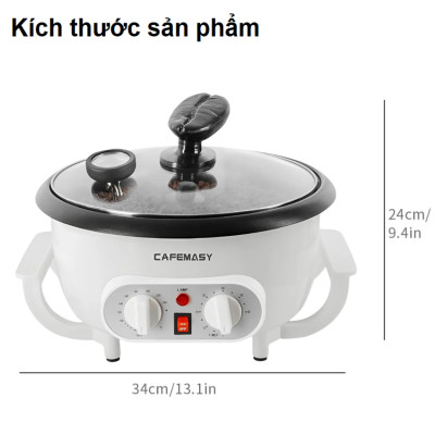 Máy rang hạt cà phê và các loại hạt tự động tích hợp điều chỉnh thời gian thương hiệu Mỹ Cafemasy SCR-300B - Hàng Chính Hãng