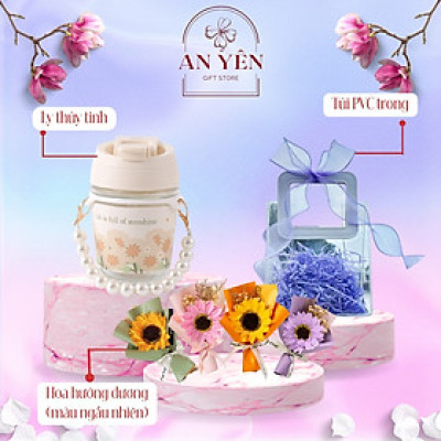 Set Túi Quà Ly Và Hoa Kèm Thiệp Tặng Bạn Gái Lễ 8/3 Tình Nhân Valentine 14/2, Quà Tặng Sinh Nhật Kèm Thiệp Tiệm Quà An Yên