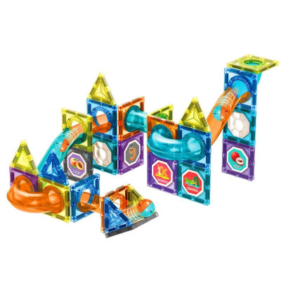 Bộ đồ chơi xếp hình nam châm 4D Magnetic Sticks cầu trượt thả bóng Đồ chơi thông minh giáo dục cho bé sáng tạo